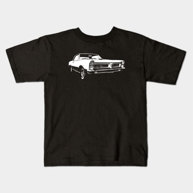 1965 Pontiac GTO - stylized white on dark background Kids T-Shirt by mal_photography